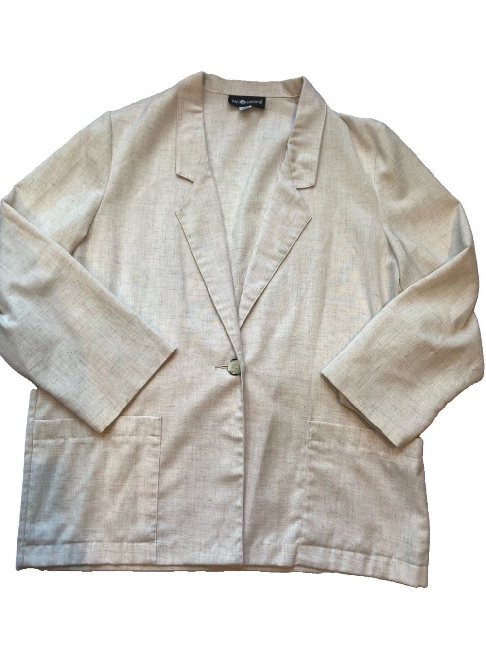 Vintage Size 14 Blazer Linen Blend Old Money Equestrian Academia Preppy